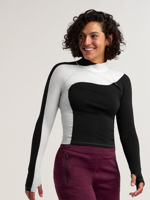 SENIQ Women’s Wool Sculpt Merino Mock Neck Base Layer