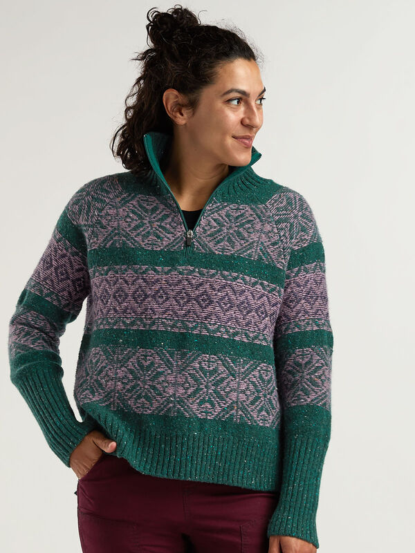 Women’s Snowcat 1/4 Zip Washable Wool Blend Pullover Sweater