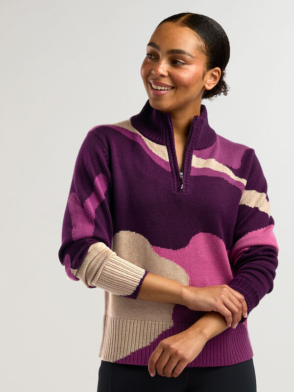 Women's Quarter Zip Merino Ski Sweater