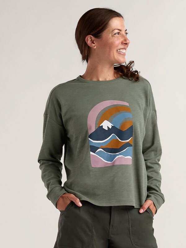 Women's Cotton Blend Long Sleeve T Shirt: Jett - Print