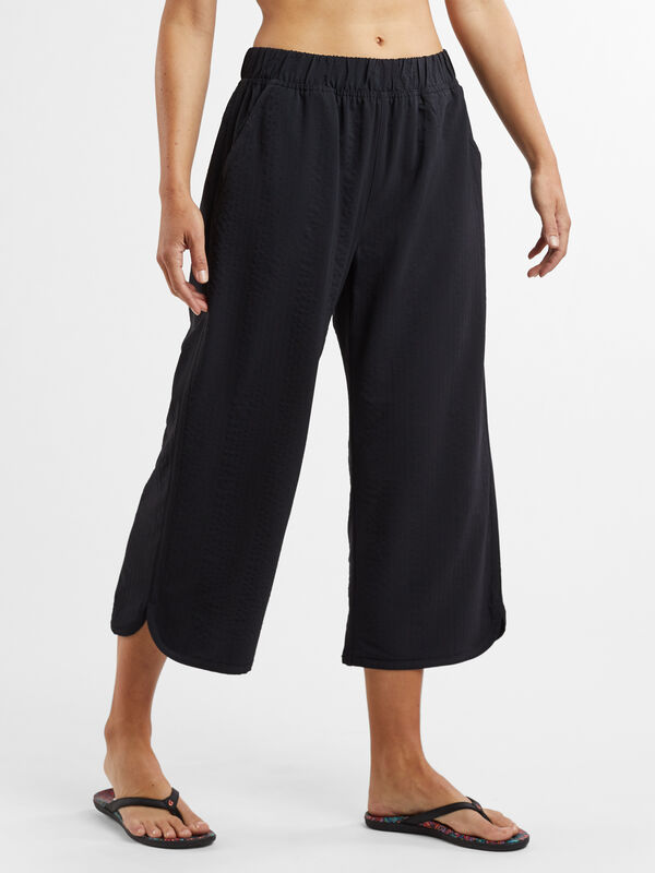 Wide Leg Cropped Pants: Slaycation Textured